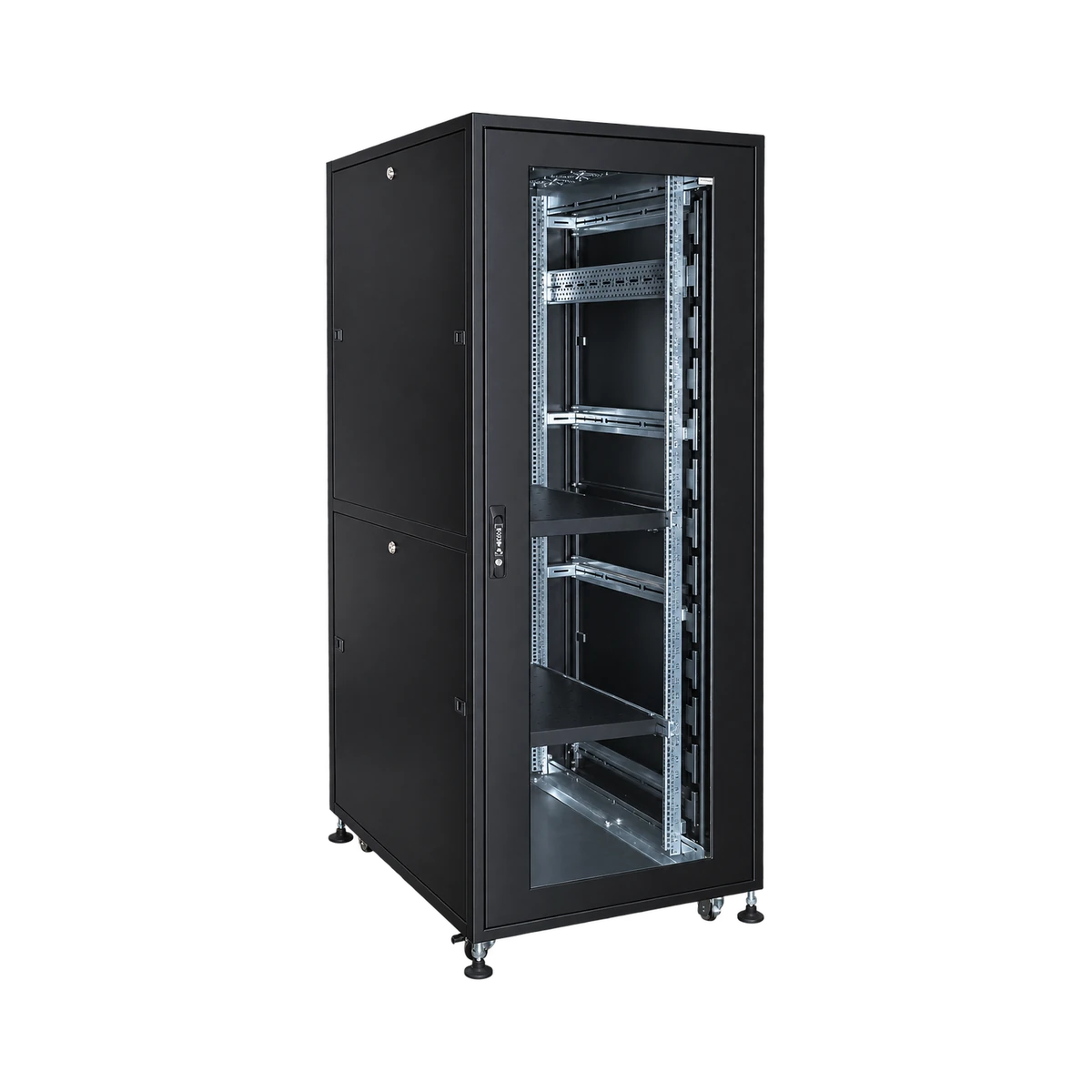 Racksis® Active Serisi cam kapılı dikili rack kabinet
